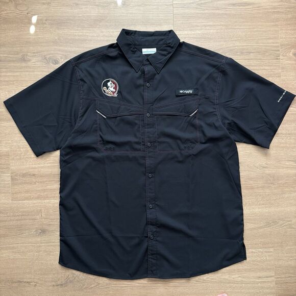 Columbia PFG Florida State Seminoles Fishing Shirt Mens L Black Omni-Shade FSU - Picture 8 of 8